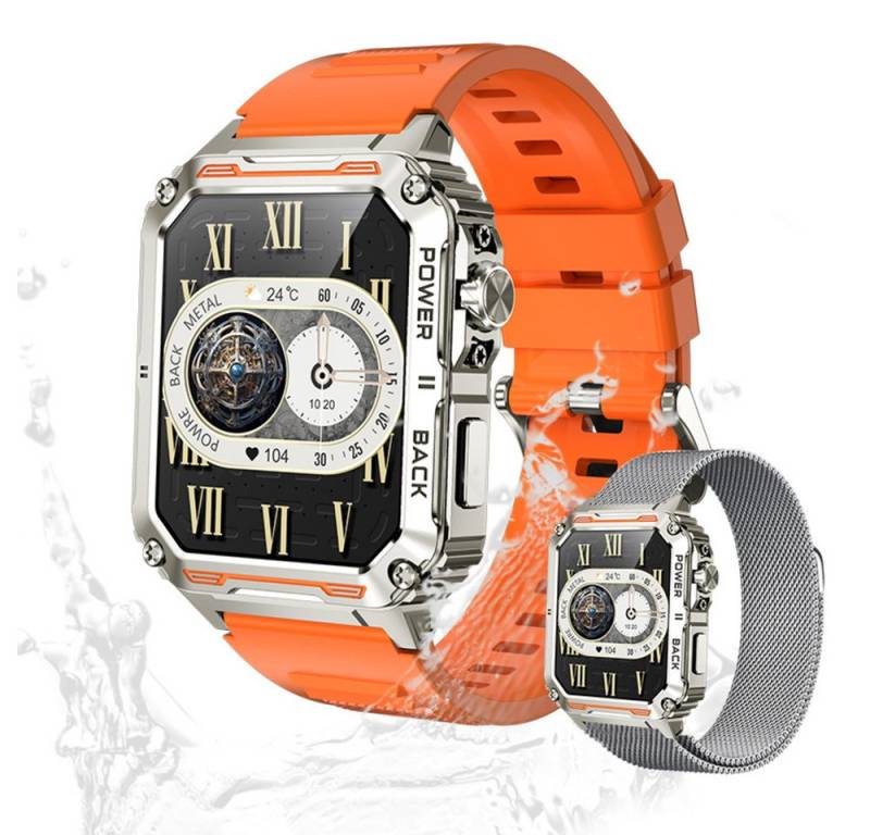 Valdus Herren’s IP67 Wasserdicht Fitness-Tracker Smartwatch (1.91 Zoll, Android / iOS), Mit Herzfrequenzsensor, Schrittzähler & Blutdruck Multimedia-Steuerung von Valdus