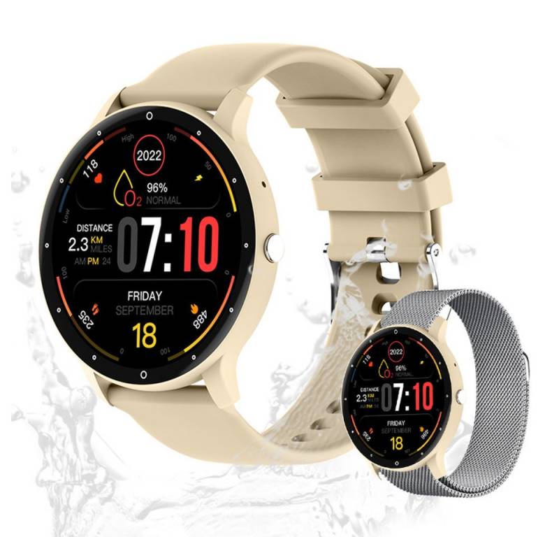 Valdus Herren's & Damen's IP67 Wasserdicht Fitness-Tracker Telefonfunktion Smartwatch (3,53 cm/1,39 Zoll, Android/iOS), mit austauschbarem weichem Mesharmband, - 230 mAh Akku mit G-Sensor, Herzfrequenzmesser & Schrittzähler von Valdus