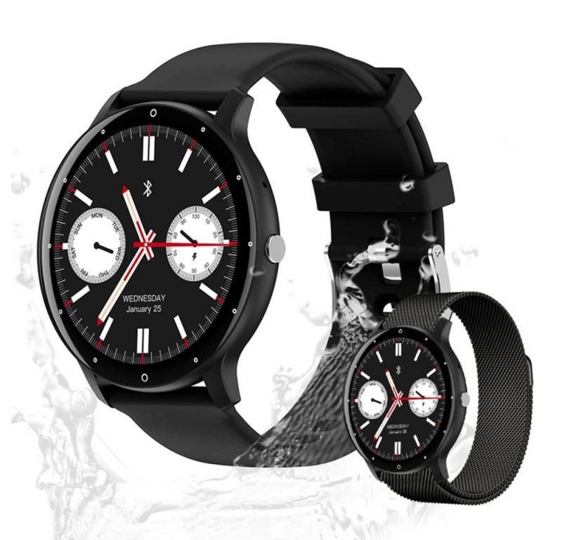 Valdus Herren's & Damen's IP67 Wasserdicht Fitness-Tracker Telefonfunktion Smartwatch (3,53 cm/1,39 Zoll, Android/iOS), mit austauschbarem weichem Mesharmband, mit G-Sensor, Herzfrequenzmesser & Schrittzähler - 230 mAh Akku von Valdus