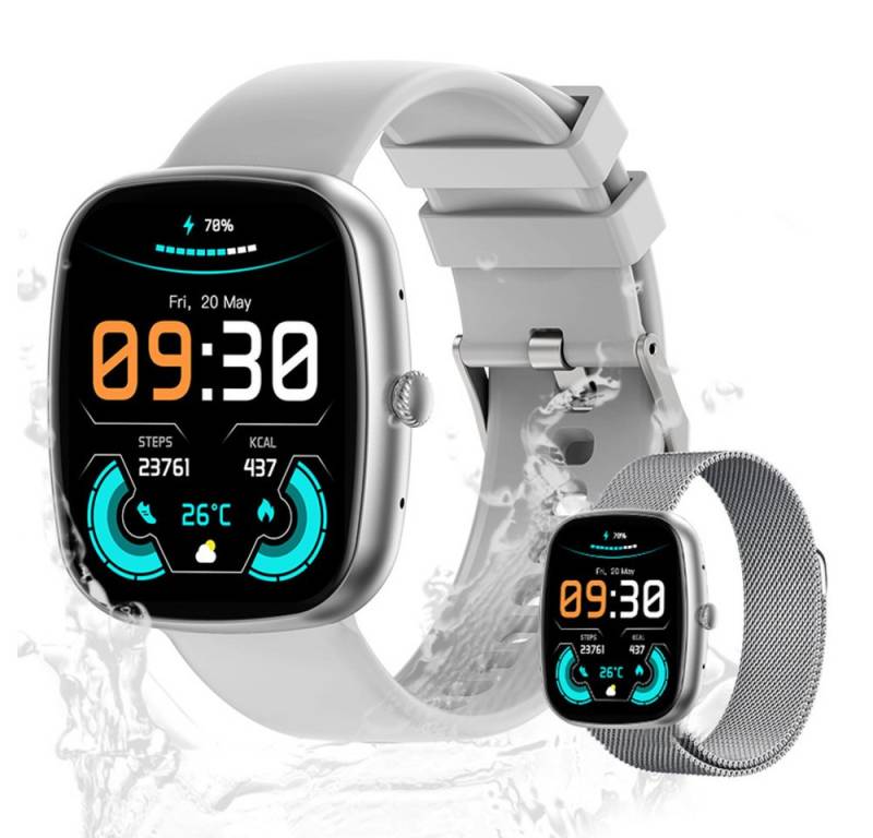 Valdus Herren's und Damen's IP67 wasserdicht Telefonfunktion Fitness-Tracker Smartwatch (4,65 cm/1,83 Zoll, Android/iOS), mit austauschbarem weichem Mesharmband, - 230 mAh SPO2, Schrittzähler, Herzfrequenz- & Blutsauerstoffsensor von Valdus