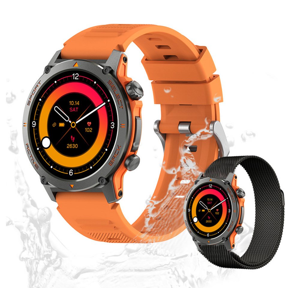 Valdus Herren's und Damen's IP68 Wasserdicht HD-AMOLED Display 280mAh Akku Smartwatch (3,6 cm/1,4 Zoll, Android/iOS), mit austauschbarem weichem Mesharmband, mit Herzfrequenz SpO2 Schlafmonitor Schrittzähler Fitnessuhr von Valdus