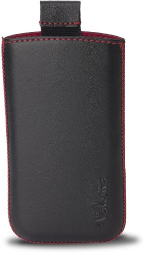 Valenta Pocket Black Red 17 Leder Tasche für Smartphones/HTC Sensation/LG Optimus Speed 2x P990/Samsung Galaxy S II schwarz/rot von Valenta