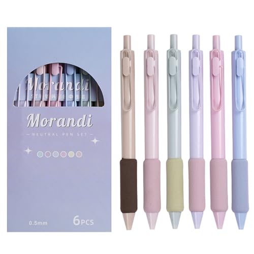 6 pcs Aesthetic Kugelschreiber Stil bunte Gelschreiber, Glatte Kugelschreibe Einziehbar 0,5 mm Stiftspitze, Gelstifte Gel Pen Ballpoint Pen Schnell Trocknend für Journaling Doodling Zeichnungen (B) von Valicaer