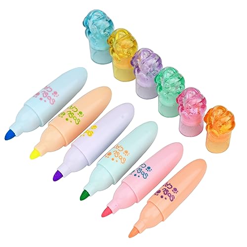 6 pcs Mini-Textmarkern,Pastell-Textmarker,Assorted Colors No Bleed Dry Fast Easy to Hold,zum Präzisen Unterstreichen und Markieren,Highlighter Pen für Journal Bibel Planer Notes School Office von Valicaer