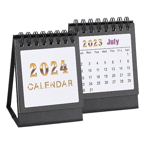 Tischkalender 2023-2024 Mini Tischkalender, Kalender Taschenkalender 2024 Stehender Flip Monatskalender Schreibtischkalender für Büro und Zuhause, Perfekt Als Kalender Wochenplaner im Alltag (Black) von Valicaer