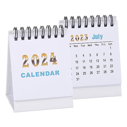 Tischkalender 2023-2024 Mini Tischkalender, Kalender Taschenkalender 2024 Stehender Flip Monatskalender Schreibtischkalender für Büro und Zuhause, Perfekt Als Kalender Wochenplaner im Alltag (White) von Valicaer