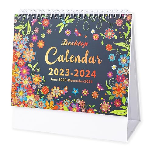 Tischkalender 2023-2024 Stehkalender 19 Monatskalender Tischkalender von Juni 2023 bis Dezember 2024 Schreibtisch Jahreskalender Kalender mit To-Do-Listen und Notizen 20,5 x 20,5cm (Schwarz) von Valicaer