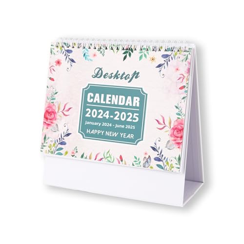 Tischkalender 2024-2025 Stehkalender 19 Monatskalender Tischkalender von Januar 2024 bis Juli 2025 Schreibtisch Jahreskalender Kalender mit To-Do-Listen und Notizen 20,5 x 20,5cm (Weiß) von Valicaer