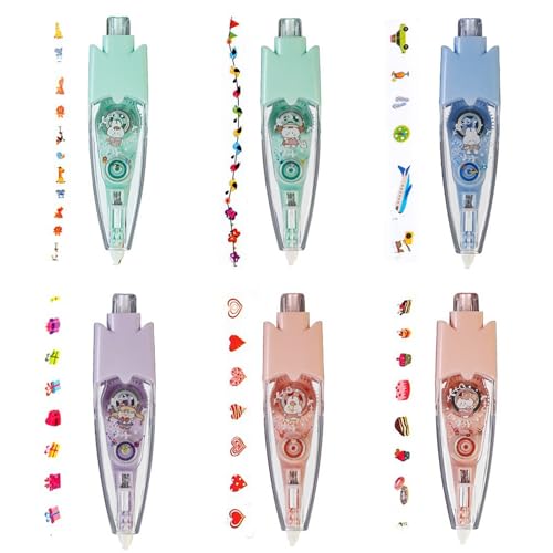 Valicaer 6 Stück DIY Spitze Dekoration Band Stift Lace Decoration Tape Pen, Spitze Korrektur Tape Roller Pen Hübsches Korrekturband mit Dekorativer für Kinder Scrapbooking DIY-Dekoration von Valicaer