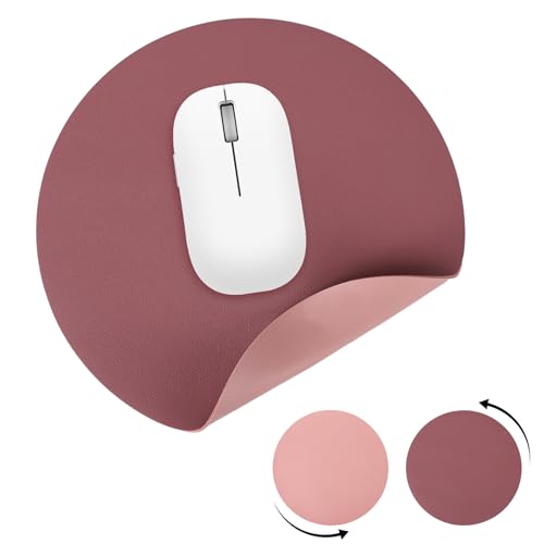 Valicaer Mauspad Rundes Mouse Pad Doppelseitiges Kleines Mauspad aus Leder 20cm, Tragbar und Waschbar und rutschfest Mauspads für Büro Heim Computer Laptop Schreibtischzubehör (A) von Valicaer