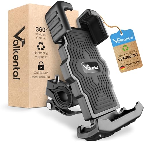 Valkental - Fahrrad Handyhalterung mit Klicksystem & Silikonpolster | Kompatibel mit jedem Lenker & jedem Smartphone | 360° Rotation | iPhone, Samsung, Huawei Valkental - Fahrrad Handyhalterung mit Klicksystem & Silikonpolster | Kompatibel mit jedem Lenker & jedem Smartphone | 360° Rotation | iPhone, Samsung, Huawei von Valkental