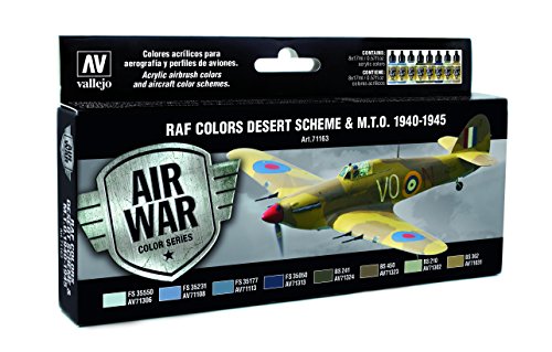 Vallejo 071163 Farbset, RAF Wüstentarnung, WWII, 8x17 ml, Transparent, 8 Count (Pack of 1) von Vallejo