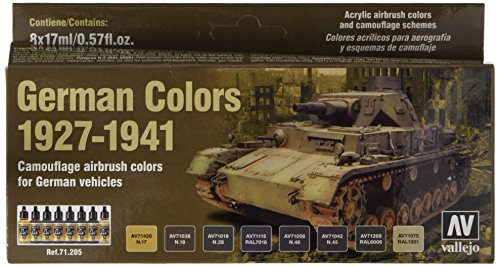 Vallejo 071205 Deutsche Farben 1927-1941, Militär, 17 ml (8er Pack) von Vallejo