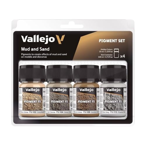 Vallejo 073191 Pigment-Set Schlamm und Sand, 35 ml (4er Pack), braun von Vallejo