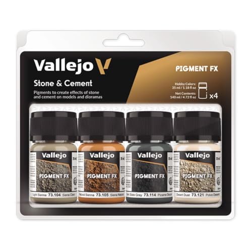 Vallejo 073192 Pigment-Set Stein und Beton, 35 ml (4er Pack) von Vallejo