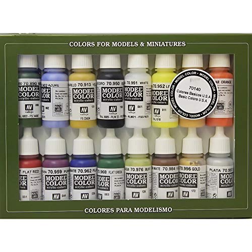 Vallejo 70140 – Vallejo Model Colour Basic Colors USA Acrylfarben-Set – 16 x sortierte 17 mm Farbe, Schwarz Vallejo 70140 – Vallejo Model Colour Basic Colors USA Acrylfarben-Set – 16 x sortierte 17 mm Farbe, Schwarz von Vallejo