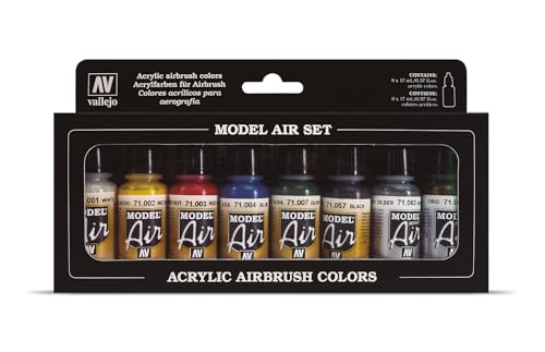 Vallejo Modell Air Basic Farben Acryl Farbe Set für Air Pinsel, (8 Stück) von Vallejo