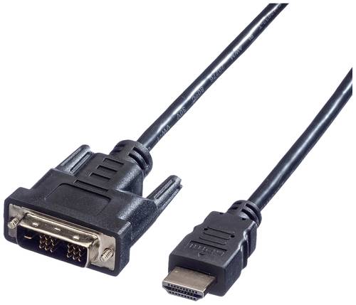 Value DVI / HDMI Anschlusskabel DVI-D 18+1pol. Stecker, HDMI-A Stecker 1.00m Schwarz 11.99.5519 Gesc von Value