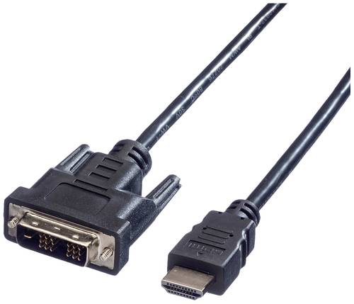 Value DVI / HDMI Anschlusskabel DVI-D 18+1pol. Stecker, HDMI-A Stecker 10.00m Schwarz 11.99.5553 Ges von Value