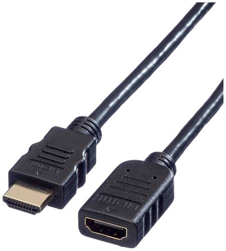 Value HDMI Verlängerungskabel HDMI-A Stecker, HDMI-A Buchse 1.00m Schwarz 11.99.5574 Geschirmt HDMI von Value