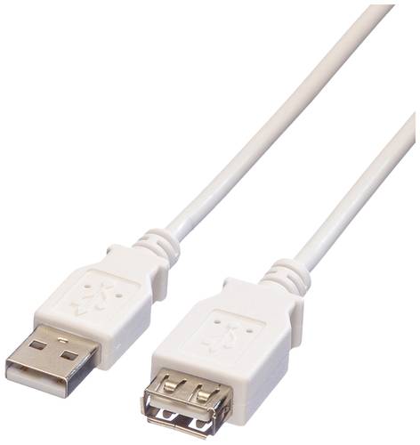 Value USB-Kabel USB 2.0 USB-A Stecker, USB-A Buchse 0.80m Weiß Geschirmt 11.99.8946 von Value