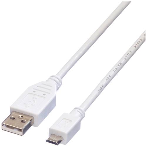 Value USB-Kabel USB 2.0 USB-A Stecker, USB-Micro-B Stecker 0.80m Weiß Geschirmt 11.99.8754 von Value