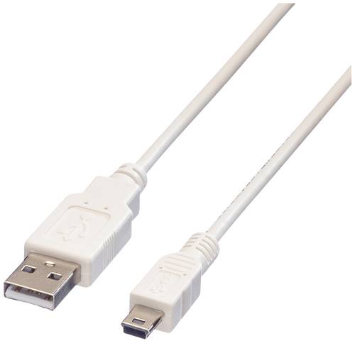 Value USB-Kabel USB 2.0 USB-A Stecker, USB-Mini-A Stecker 0.80m Weiß Geschirmt 11.99.8708 von Value