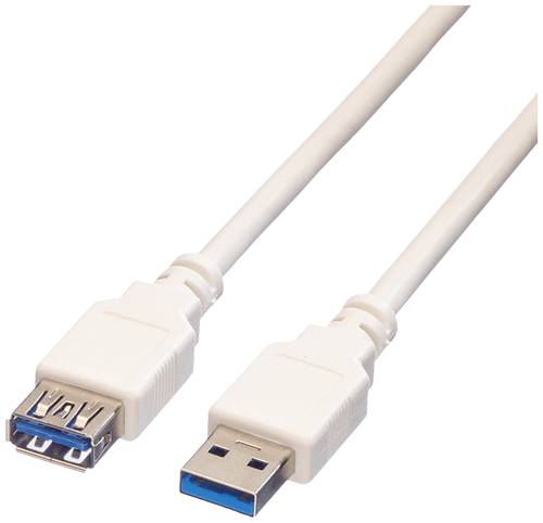 Value USB-Kabel USB 3.2 Gen1 (USB 3.0 / USB 3.1 Gen1) USB-A Stecker, USB-A Buchse 0.80m Weiß Geschi von Value