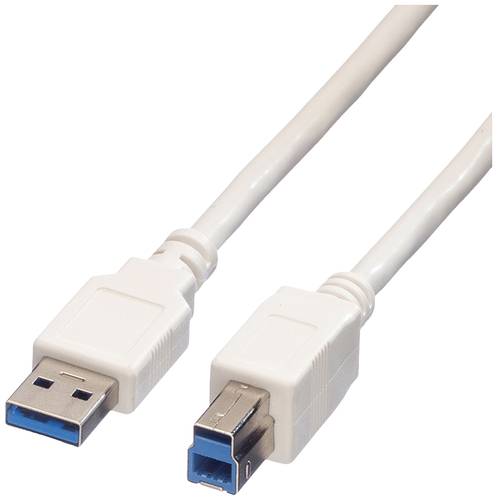 Value USB-Kabel USB 3.2 Gen1 (USB 3.0 / USB 3.1 Gen1) USB-A Stecker, USB-B Stecker 0.80m Weiß Gesch von Value