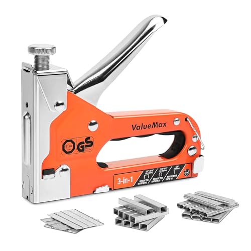 ValueMax 3-in-1 Handtacker Set mit 3000 Klammern -TÜV GS geprüft- Profi Tacker für Holz, Typ 140/28/8 leistungsstarker Tackerpistole mit einstellbarer Schusskraft für Dekoration, Möbel von ValueMax