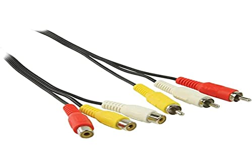 Valueline Cinch AV-Verlängerungskabel, 3x Stecker auf 3x Buchse (2m) schwarz von Valueline