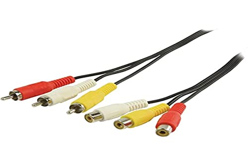 Valueline Cinch AV-Verlängerungskabel, 3x Stecker auf 3x Buchse (3m) schwarz von Valueline