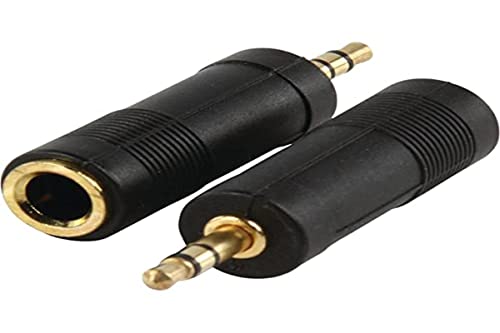 Valueline ac-005gold Adapter und Anschluss-Kabel 3,5 mm, 6,35 mm, schwarz, männlich/weiblich, Gold, Kunststoff – Menge: 1 von Valueline