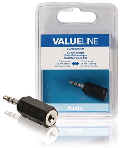 Valueline vlab22930b Adapter Cable – Adapter für Kabel (3.5 mm, 2.5 mm, schwarz, männlich/weiblich) von Valueline