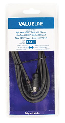 Valueline vlmb34700b20 2,00 m High Speed Micro-HDMI Kabel mit Ethernet-Anschluss – Schwarz von Valueline
