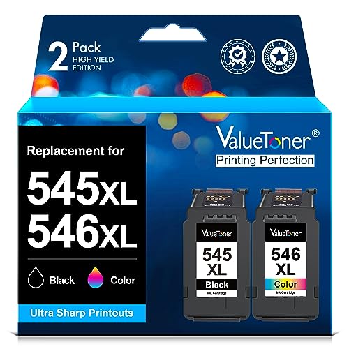 Valuetoner PG-545XL CL-546XL Patronen Ersatz für Canon Druckerpatronen 545 546 545xl 546xl Multipack für Canon Pixma MX495 MX490 TR4650 TR4550 TS3450 TS3551 MG2555S MG2550S (1 Schwarz, 1 Farbe) von Valuetoner