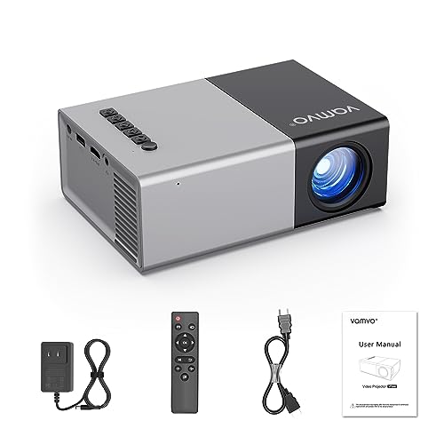 Mini Beamer, Video Beamer unterstützt HD 1080P, Kleiner tragbarer Beamer für Outdoor-Projektor im Camping, Video Heimkino Projektor kompatibel mit HDMI, USB von Vamvo