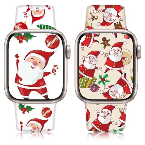 Vamyzji 2 Pcs Weihnachts Kompatibel mit Apple Watch Armband 49mm 45mm 44mm 42mm,Weihnachten Weiches Silikon für Apple Watch Ultra/Ultra 2,Serie 9 8 7 6 5 4 3 2 1 SE, Weihnachtsgeschenke für Damen Girl von Vamyzji