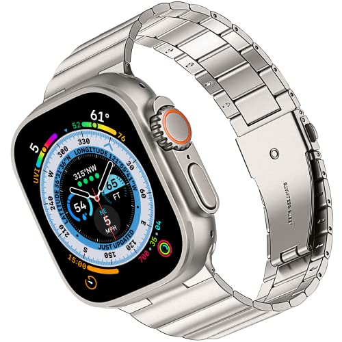 Vamyzji Kompatibel mit Apple Watch 49mm 45mm 44mm 42mm, Metall Armband für Apple Watch Ultra/Ultra 2 Armband, Apple Watch Series 9 8 7 6 SE 5 4 3 2 1, Edelstahl Metall Apple Watch Armbänder,Herren von Vamyzji