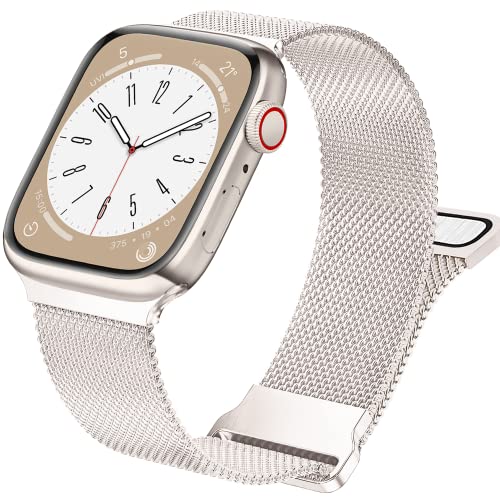 Vamyzji Kompatibel mit Apple Watch 10 Armband 42mm(Series 10) 41mm 40mm 38mm, Mesh Loop Magnetisch, Milanese für Apple Watch SE für iWatch Series 10 9 8 7 6 5 4 3 2 1 Damen Herren (Polarstern) von Vamyzji