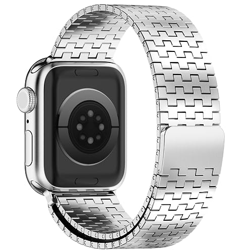 Vamyzji Kompatibel mit Apple Watch 42mm(Series 10) 41mm 40mm 38mm, Magnet Metall Edelstahl iWatch Ersatzband für Apple Watch Series 10 9 8 7 SE 6 5 4 3 2 1,Herren Damen Silber Vamyzji Kompatibel mit Apple Watch 42mm(Series 10) 41mm 40mm 38mm, Magnet Metall Edelstahl iWatch Ersatzband für Apple Watch Series 10 9 8 7 SE 6 5 4 3 2 1,Herren Damen Silber von Vamyzji