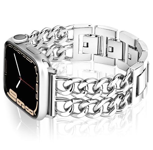 Vamyzji Kompatibel mit Apple Watch Armband 42mm (Series10) 41mm 40mm 38mm,Edelstahl Metallband für Apple Watch Serie 10 9 8 7 6 5 4 3 2 1 SE, Mode Kette iWatch Armband für Damen Vamyzji Kompatibel mit Apple Watch Armband 42mm (Series10) 41mm 40mm 38mm,Edelstahl Metallband für Apple Watch Serie 10 9 8 7 6 5 4 3 2 1 SE, Mode Kette iWatch Armband für Damen von Vamyzji