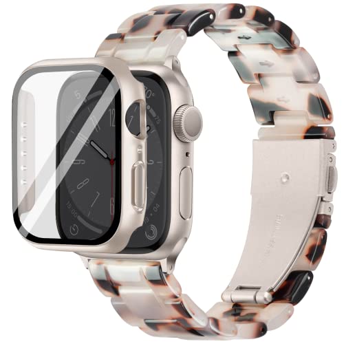 Vamyzji Kompatibel mit Apple Watch Armband+45mm Schutzhülle mit Displayschutzfolie, für Apple Watch 9 Armband 45mm,iWatch 8 45mm, Apple Watch 7 Armband 45mm(Schildkrötenblume für Starlight,45mm) von Vamyzji
