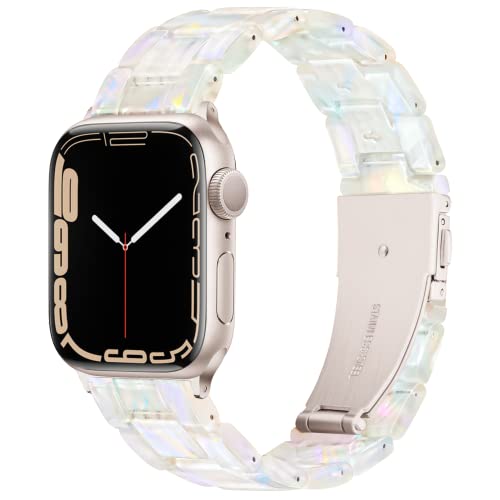 Vamyzji Kompatibel mit Apple Watch Armband 41mm 40mm 38mm, für Apple Watch Series 9 Series 8 Series 7 6 5 4 3 2 1 iWatch SE/SE 2,Leichtes Harz Verstellbares Sport iWatch Armband für Damen Herren von Vamyzji