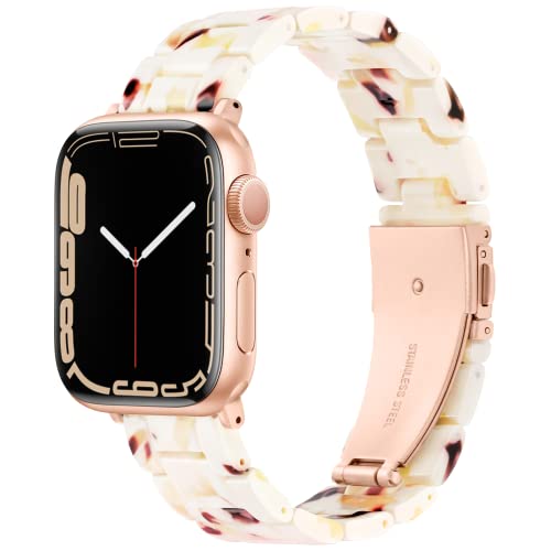 Vamyzji Kompatibel mit Apple Watch Armband 41mm 40mm 38mm, für Apple Watch Series 9 Series 8 Series 7 6 5 4 3 2 1 iWatch SE/SE 2,Leichtes Harz Verstellbares Sport iWatch Armband für Damen Herren von Vamyzji