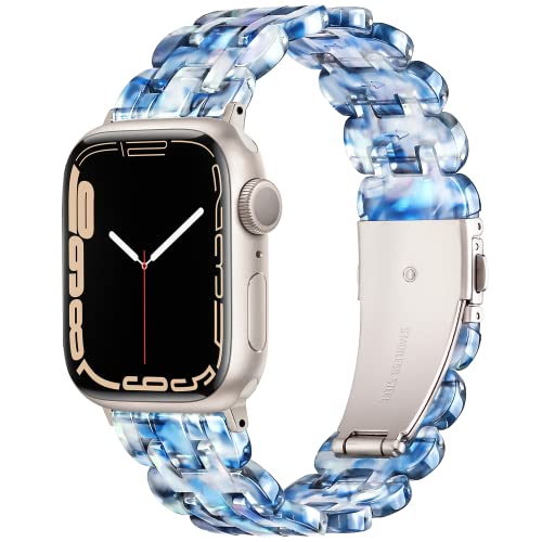 Vamyzji Kompatibel mit Apple Watch Armband 41mm 40mm 38mm, für Apple Watch Series 9 Series 8 Series 7 6 5 4 3 2 1 iWatch SE/SE 2,Leichtes Harz Verstellbares Sport iWatch Armband für Damen Herren von Vamyzji