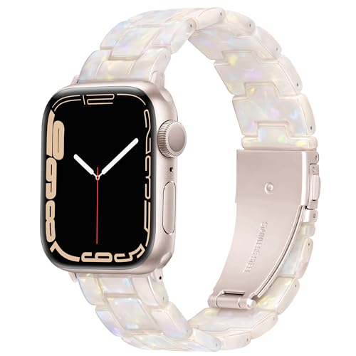 Vamyzji Kompatibel mit Apple Watch Armband 42mm(Series10) 41mm 40mm 38mm, Leichtes Wasserfestes Harz Verstellbares Ersatzband für Apple Watch Series 10 9 8 7 6 5 4 3 2 1 SE, Damen/Herren von Vamyzji