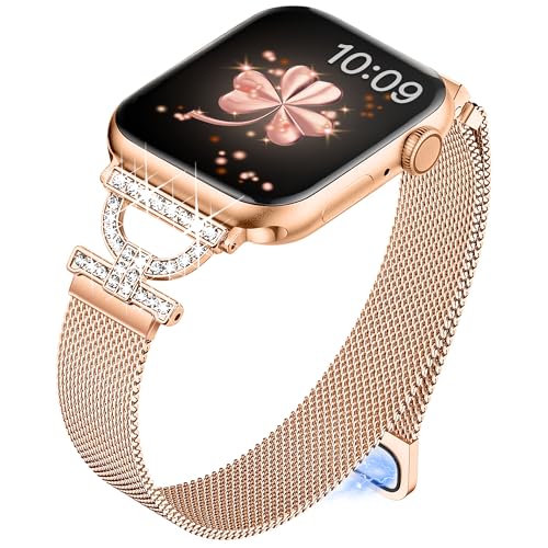 Vamyzji Kompatibel mit Apple Watch Armband 42mm(Series 10) 41mm 40mm 38mm,Schmal D-Style Mode Bling Magnetische für Apple Watch Series 10 9 8 7 6 5 4 3 2 1 SE, Metall iWatch Armband für Frauen Damen Vamyzji Kompatibel mit Apple Watch Armband 42mm(Series 10) 41mm 40mm 38mm,Schmal D-Style Mode Bling Magnetische für Apple Watch Series 10 9 8 7 6 5 4 3 2 1 SE, Metall iWatch Armband für Frauen Damen von Vamyzji