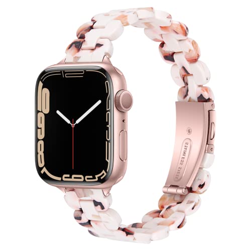 Vamyzji Kompatibel mit Apple Watch Armband 49mm 45mm 44mm 42mm, für Apple Watch Serie 9 8 7 6 5 4 3 2 1 iWatch SE/SE2, Ultra/Ultra 2 49mm, Leichtes Harz Verstellbares Sport Ersatzband für Damen Herren von Vamyzji