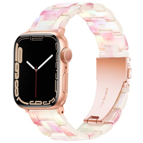 Vamyzji Kompatibel mit Apple Watch Armband 49mm 45mm 44mm 42mm, für Apple Watch Serie 9 8 7 6 5 4 3 2 1 iWatch SE/SE2, Ultra/Ultra 2 49mm, Leichtes Harz Verstellbares Sport Ersatzband für Damen Herren von Vamyzji